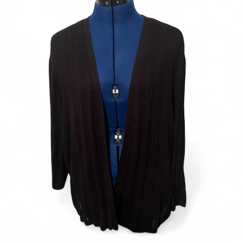 Croft & Barrow Black Women's Knit Open Front Cardigan 3/4 Sleeves | Size 3X NWT